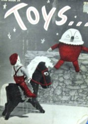 1945 KNIT CROCHET TOY BOOK,HORSES,DOLLS,BEARS,FROG,PIG BOOK